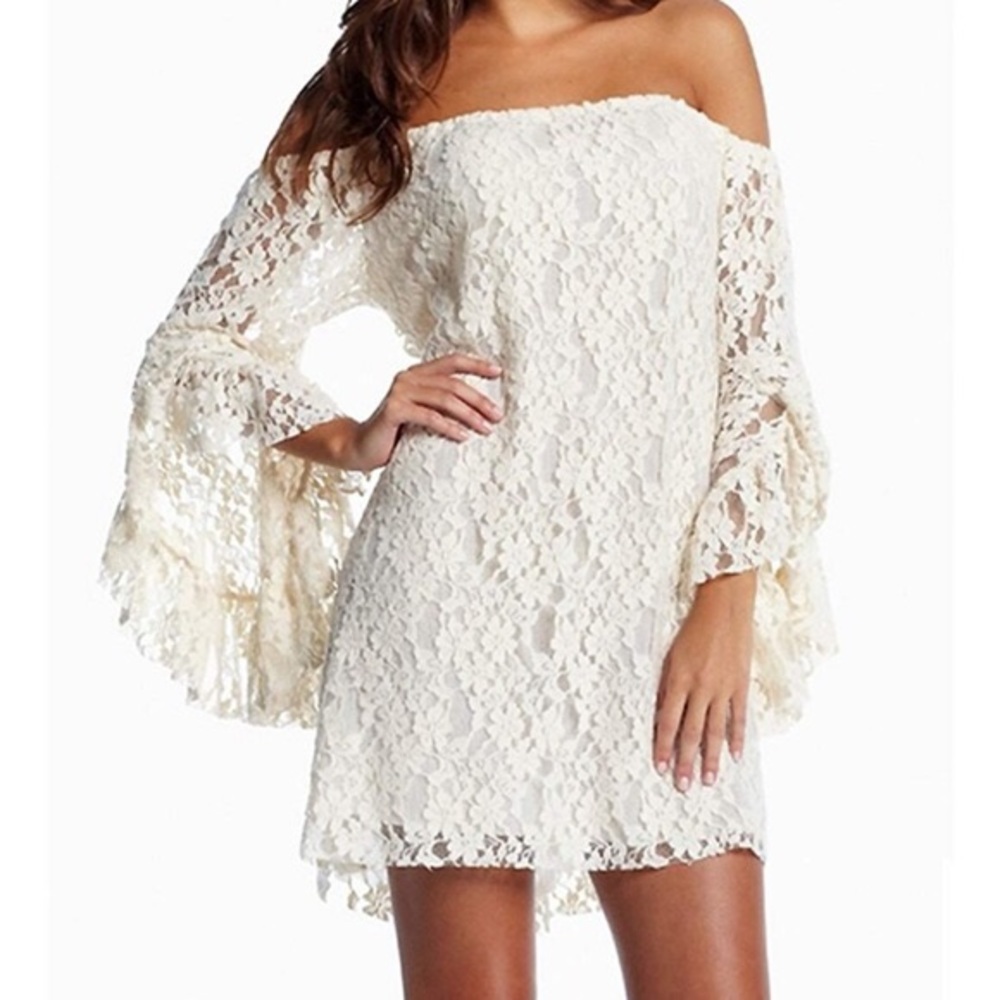 Elan lace bell sleeve shift dress